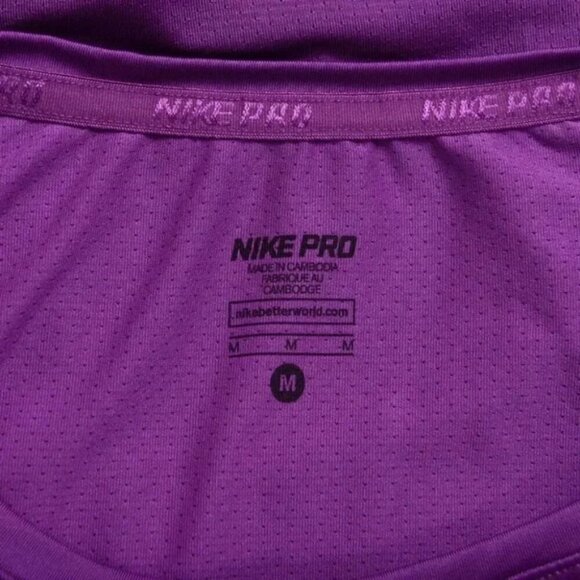 Nike Pro Purple Dri Fit Workout Athletic Top Shirt Size Small - Picture 5 of 6